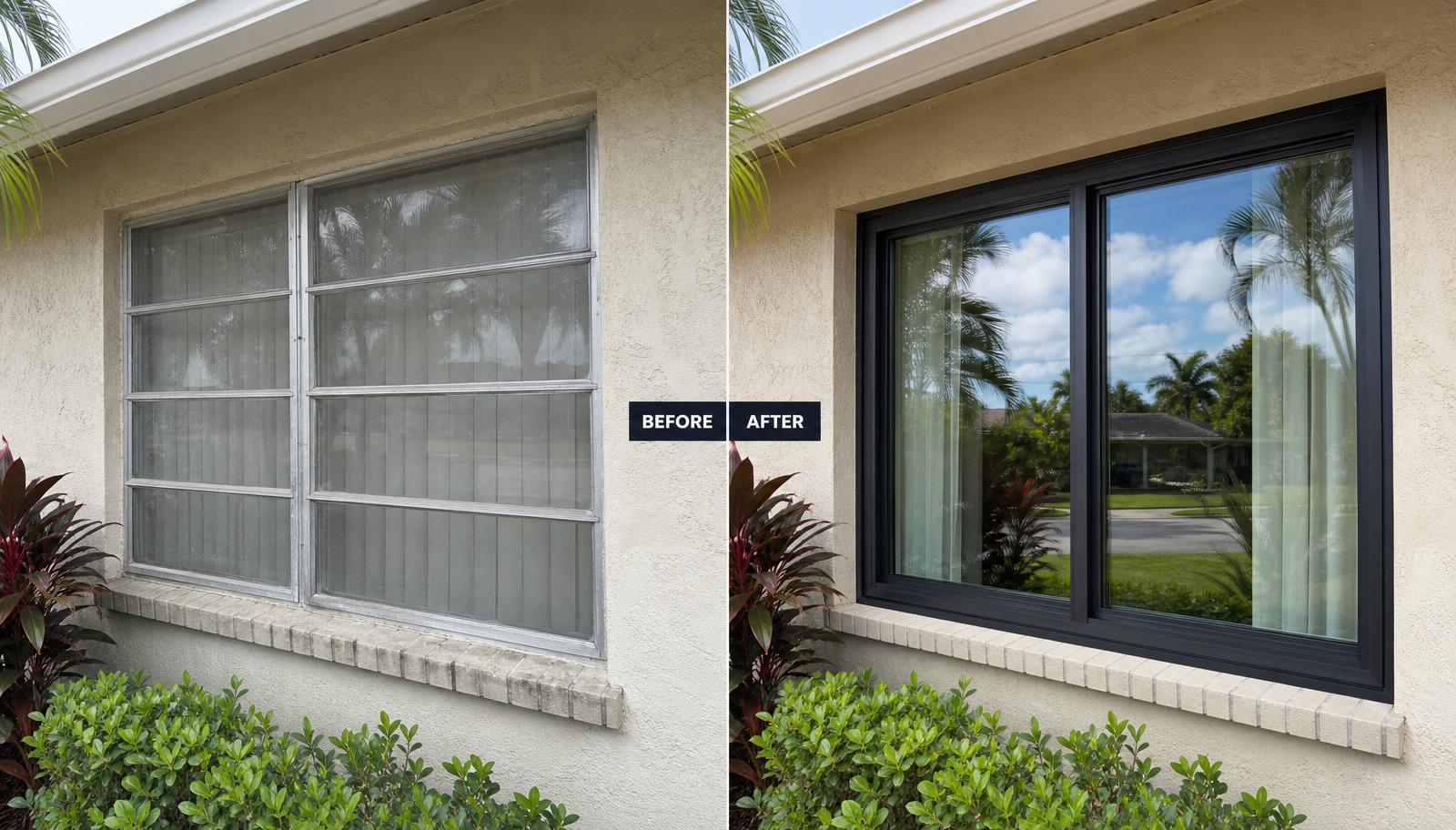 Before and after: impact window installation by Dr. Handyman Service